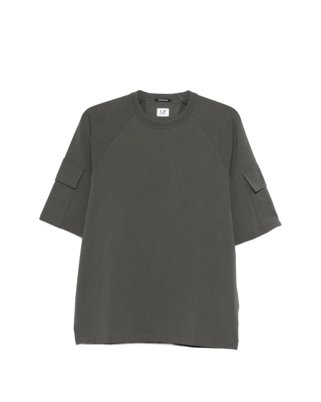 C P Company Gray Metropolis Series Stretch Fleece Short Sleeve Sweatshirt for men