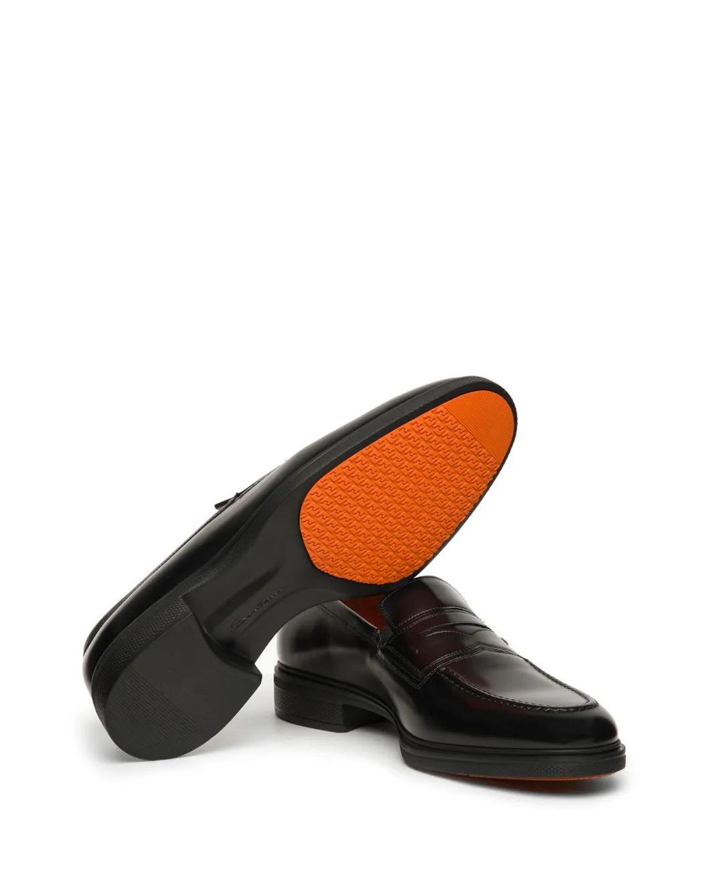 Santoni Black Easy Leather Loafers for men