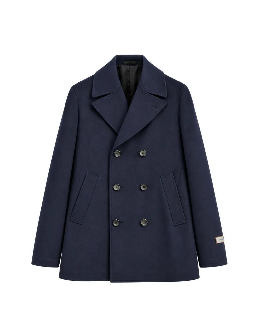 Canali Blue Double-Breasted Pea Coat for men