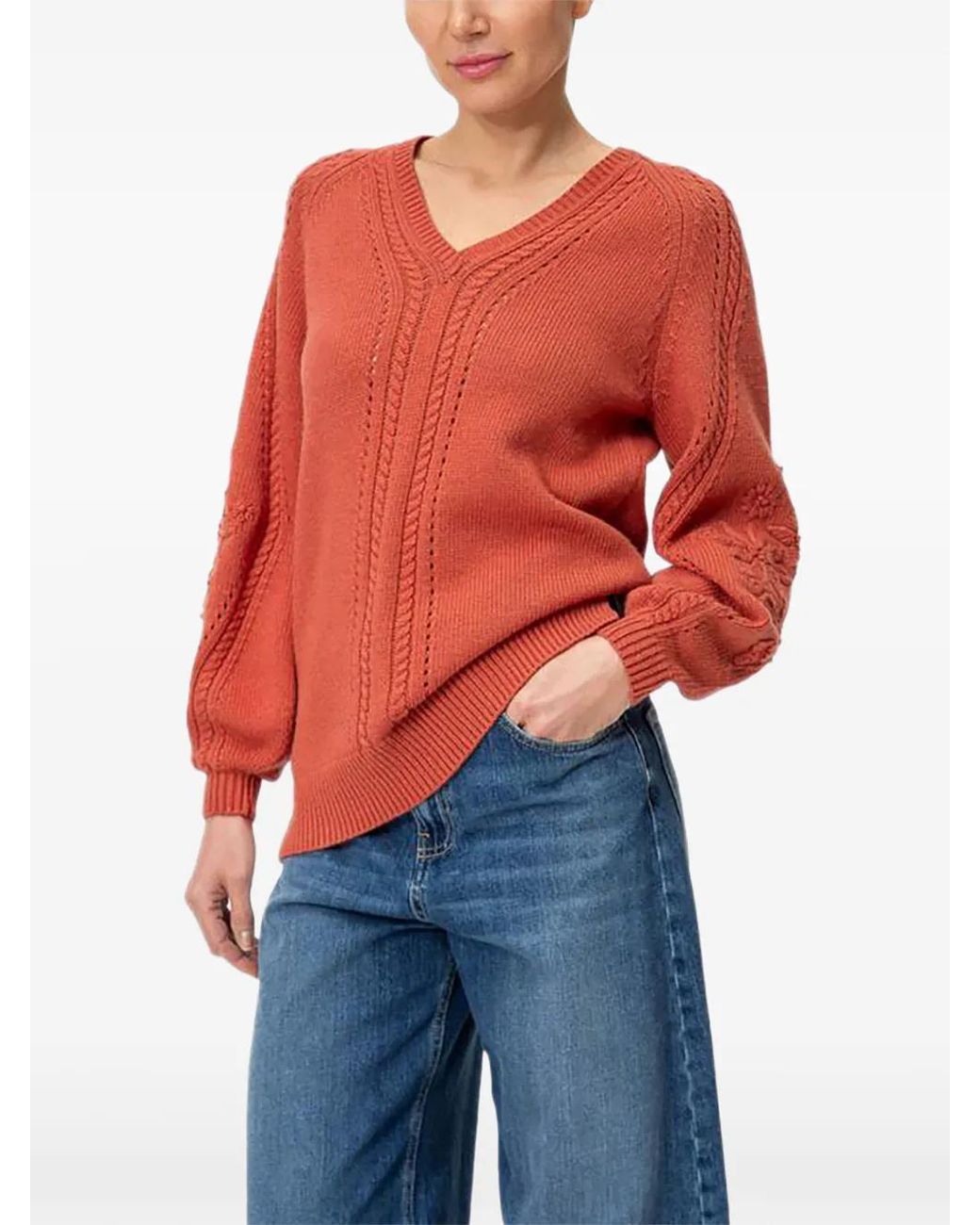 Twinset Floral-Embroidered Cable-Knit Sweater