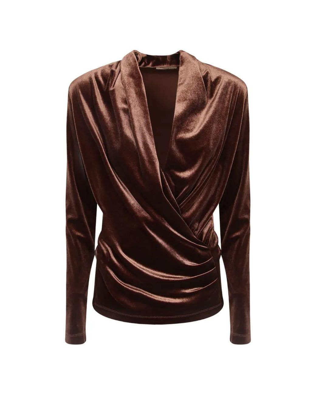 Blanca Vita Brown Draped Velvet Blouse