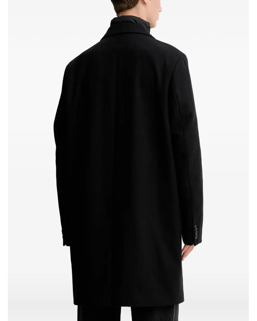 HUGO Black Buttoned Long Sleeve Coat for men