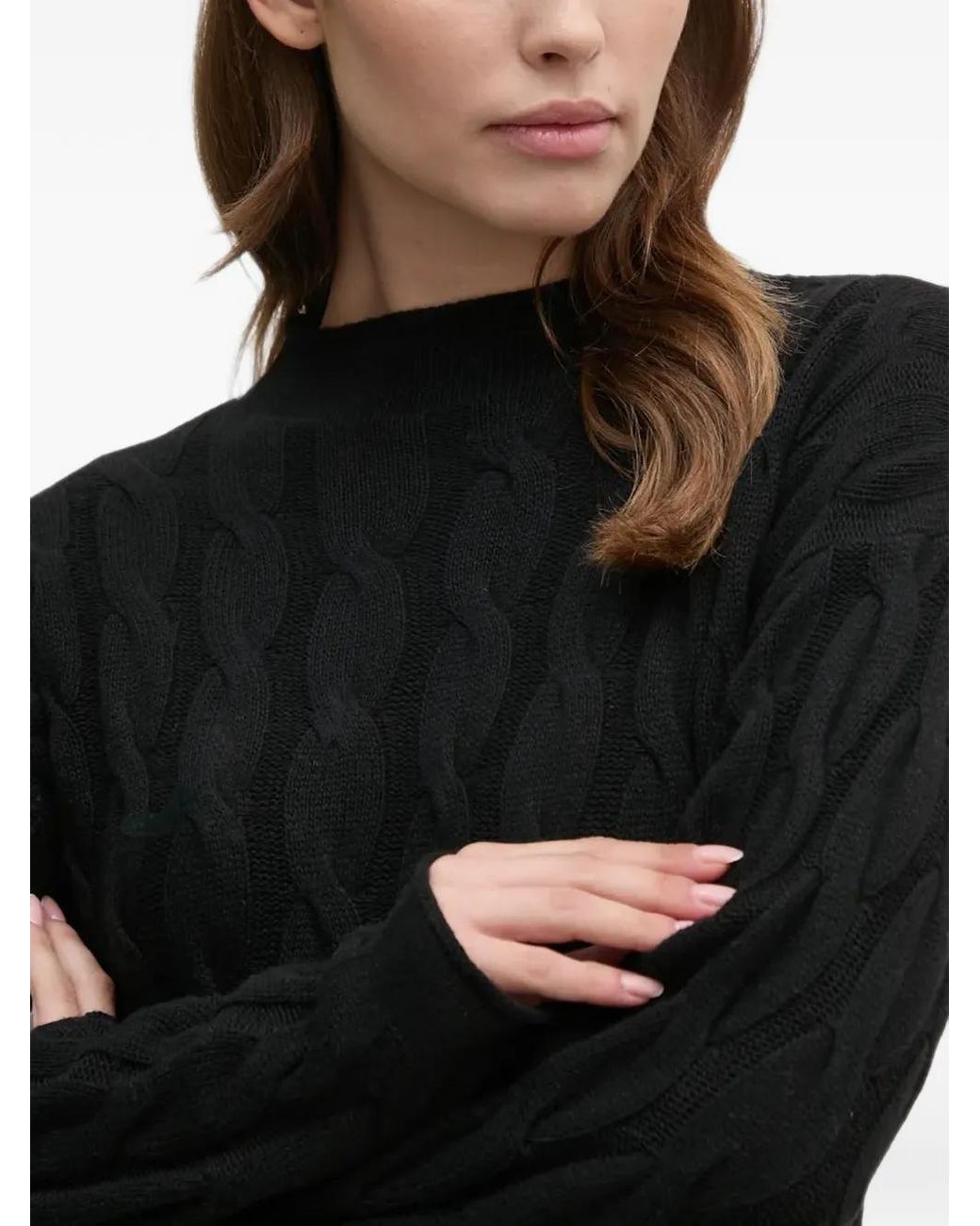 Benetton Black Cable-Knit Sweater