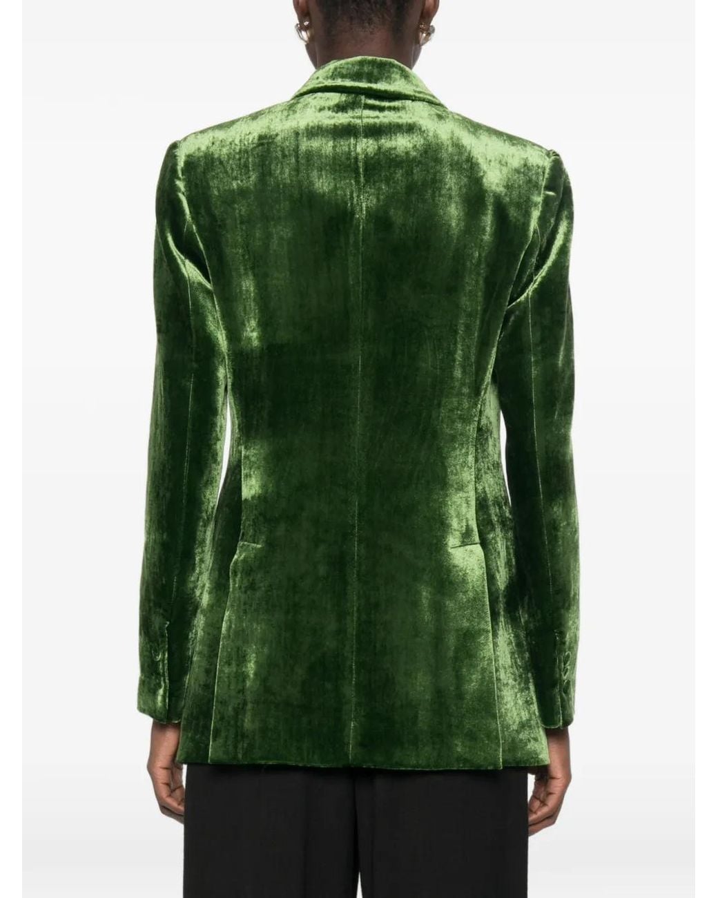 P.A.R.O.S.H. Green Peak-Lapel Double-Breasted Blazer