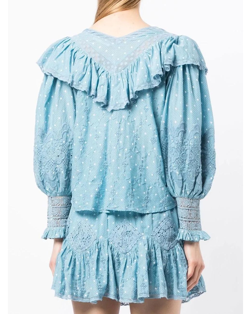 LoveShackFancy Blue Bunnie Broderie-Anglaise Blouse