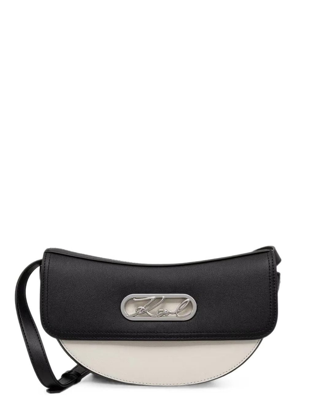 Karl Lagerfeld Black Logo-Plaque Shoulder Bag