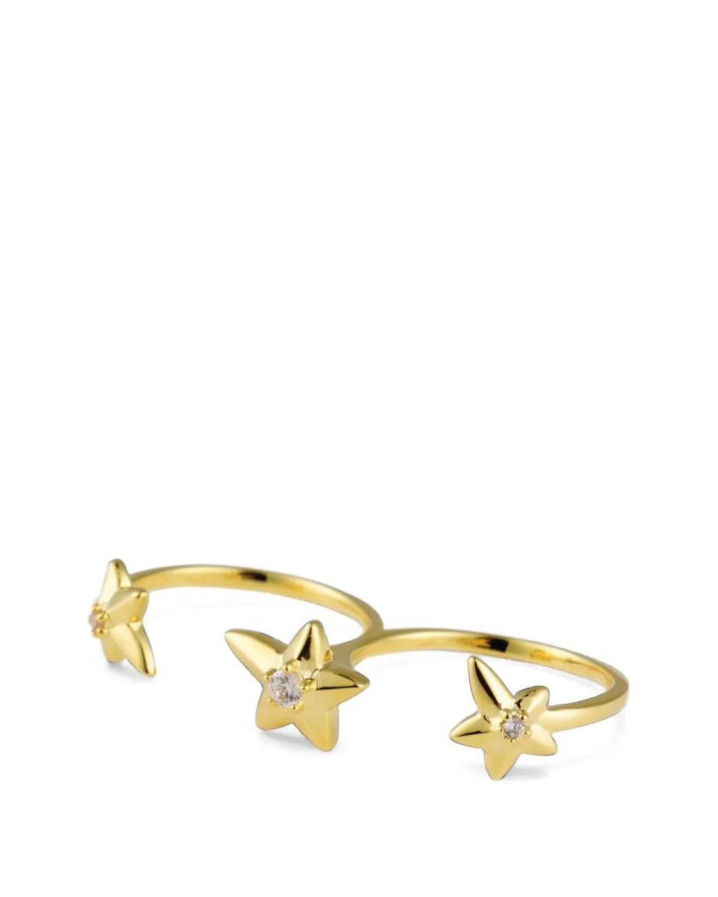 Eshvi Metallic Night Voyage Star-Detail Double Ring