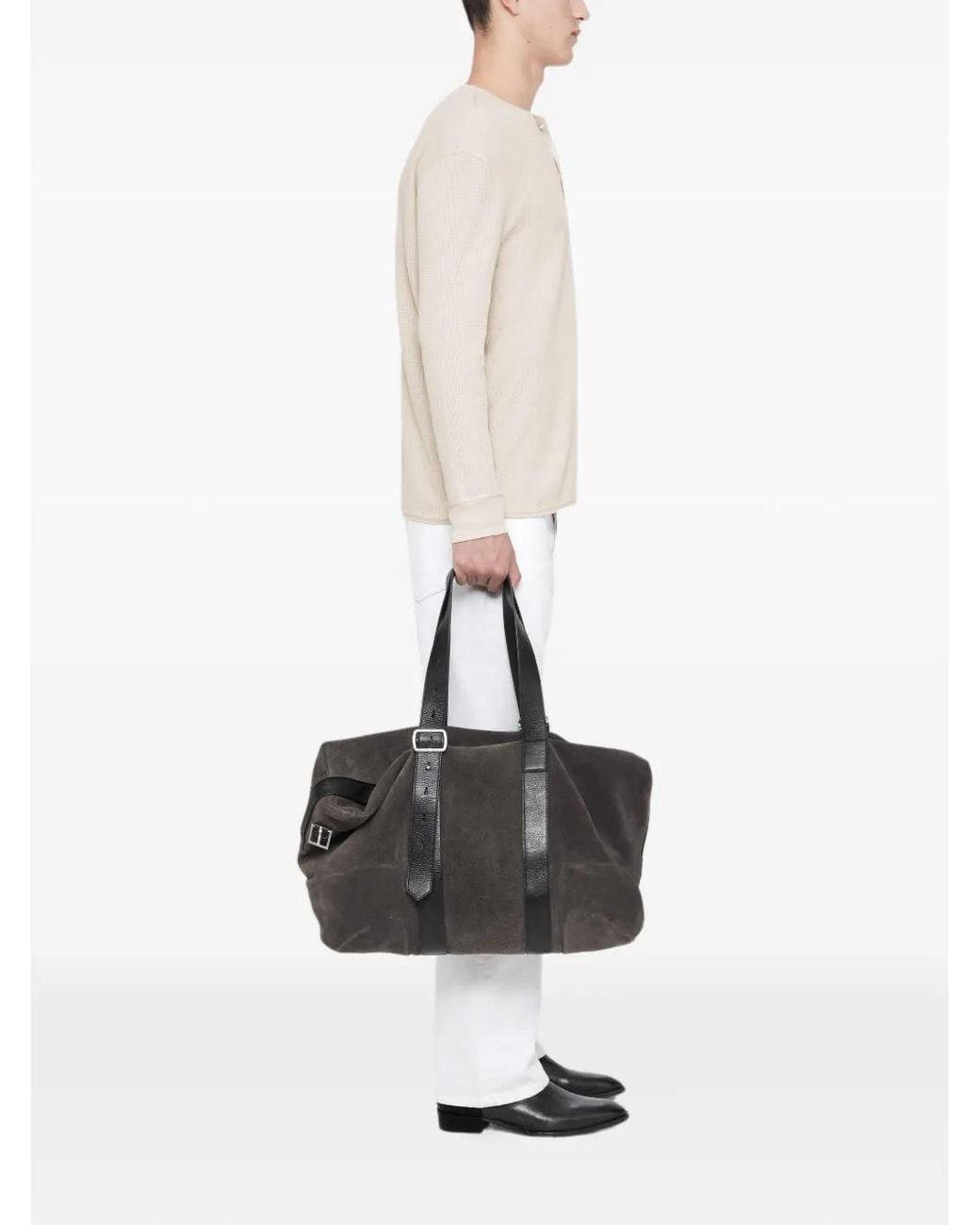 AllSaints White T-Shirt Raine En Maille Gaufrée À Col Henley for men
