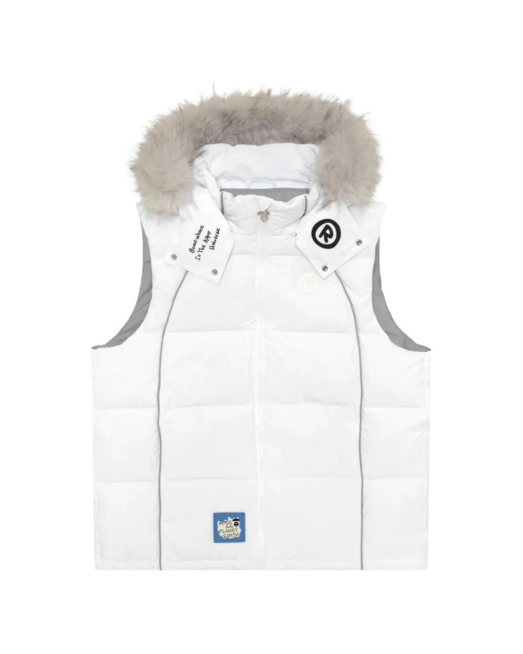 Aape By A Bathing Ape White Faux-Fur Trim Padded Gilet for men