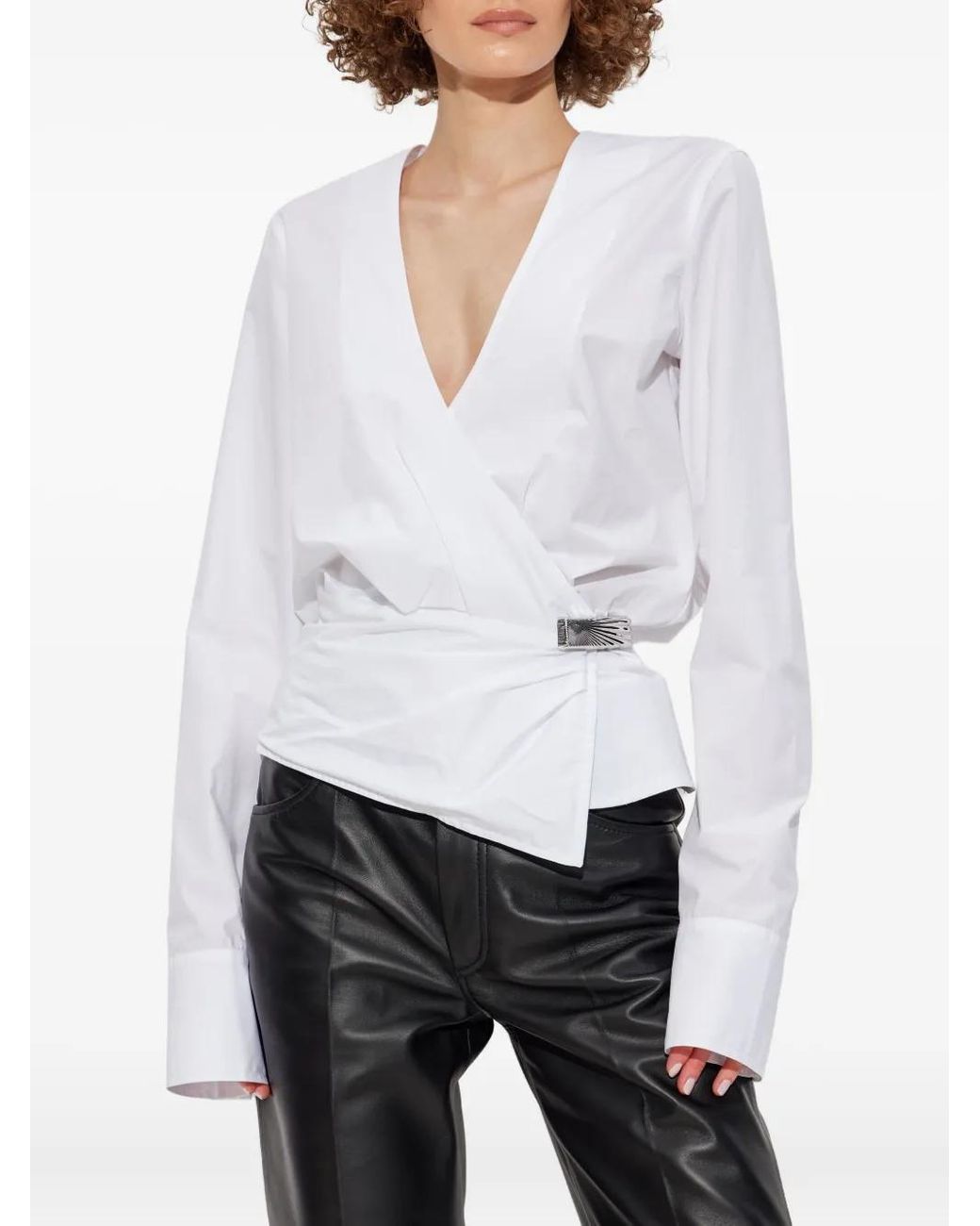 The Attico White Wrap-Design Blouse