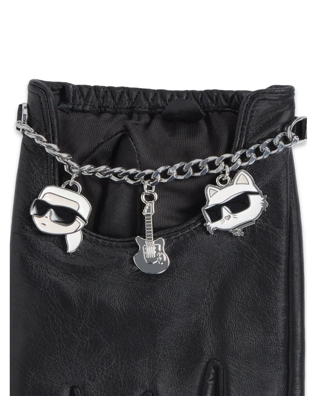 Karl Lagerfeld Black Ikon Charms Fingerless Gloves