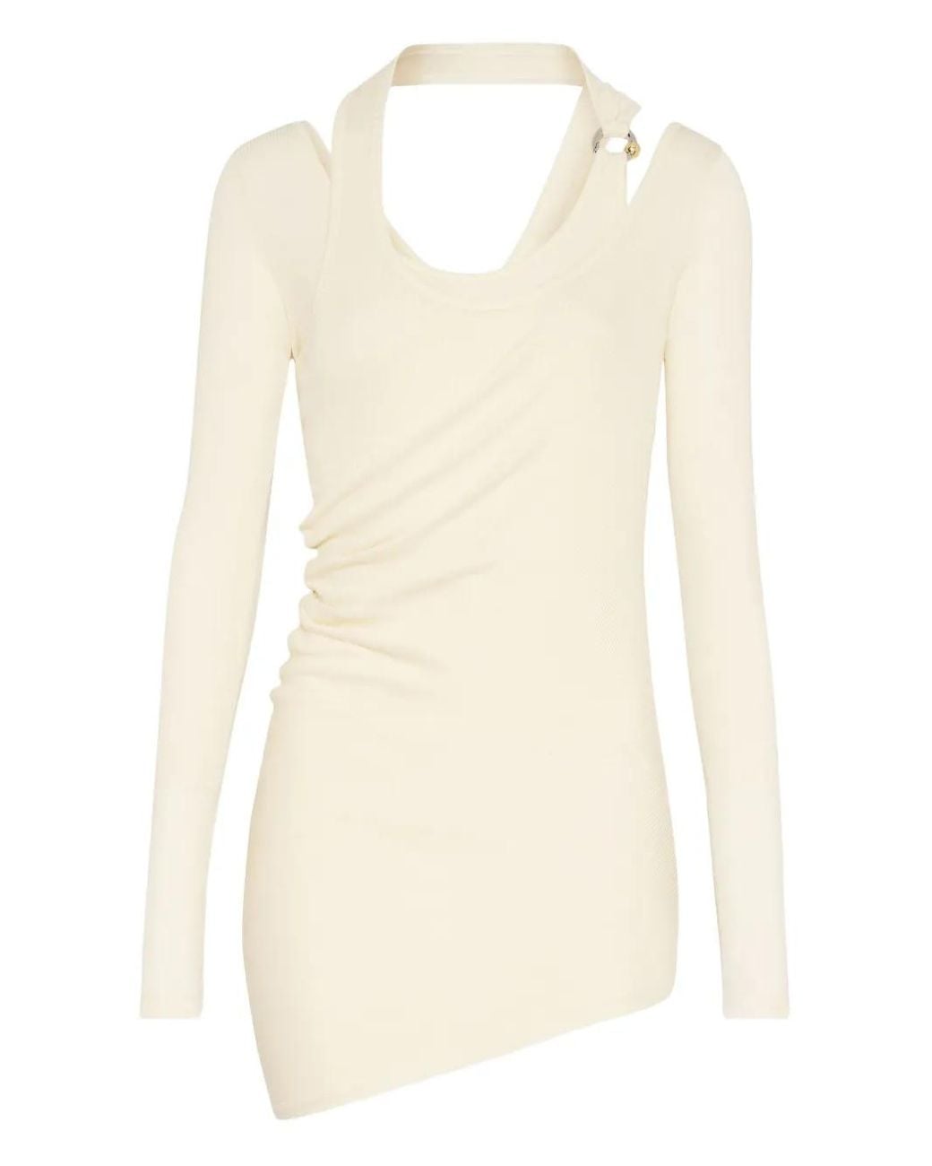 Jean Paul Gaultier White Ribbed Twisted Top