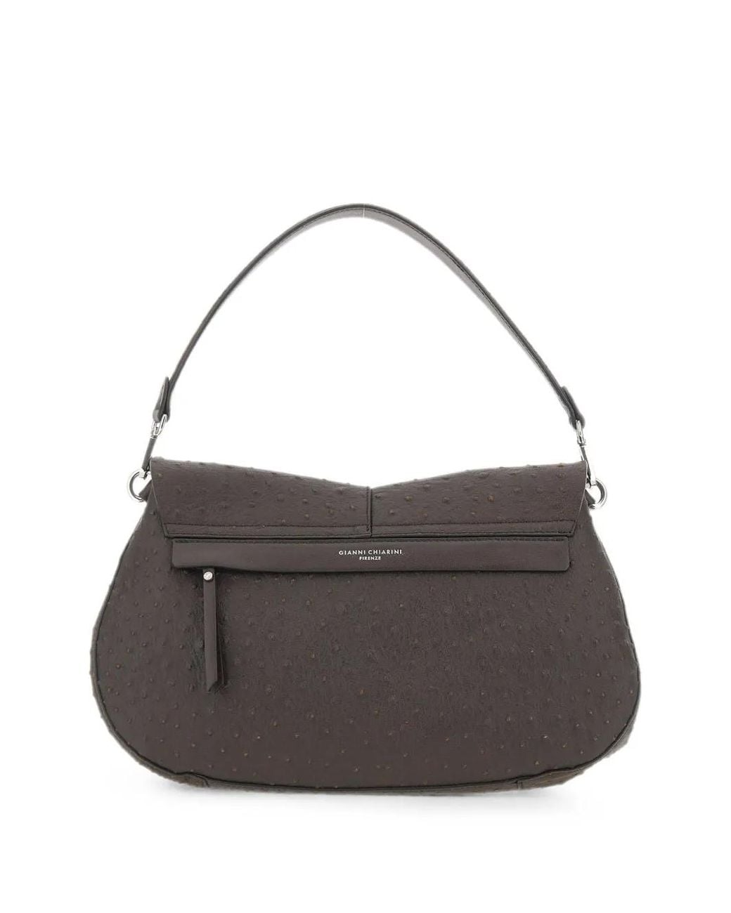 Gianni Chiarini Gray Medium Helena Round Ostrich-Effect Shoulder Bag