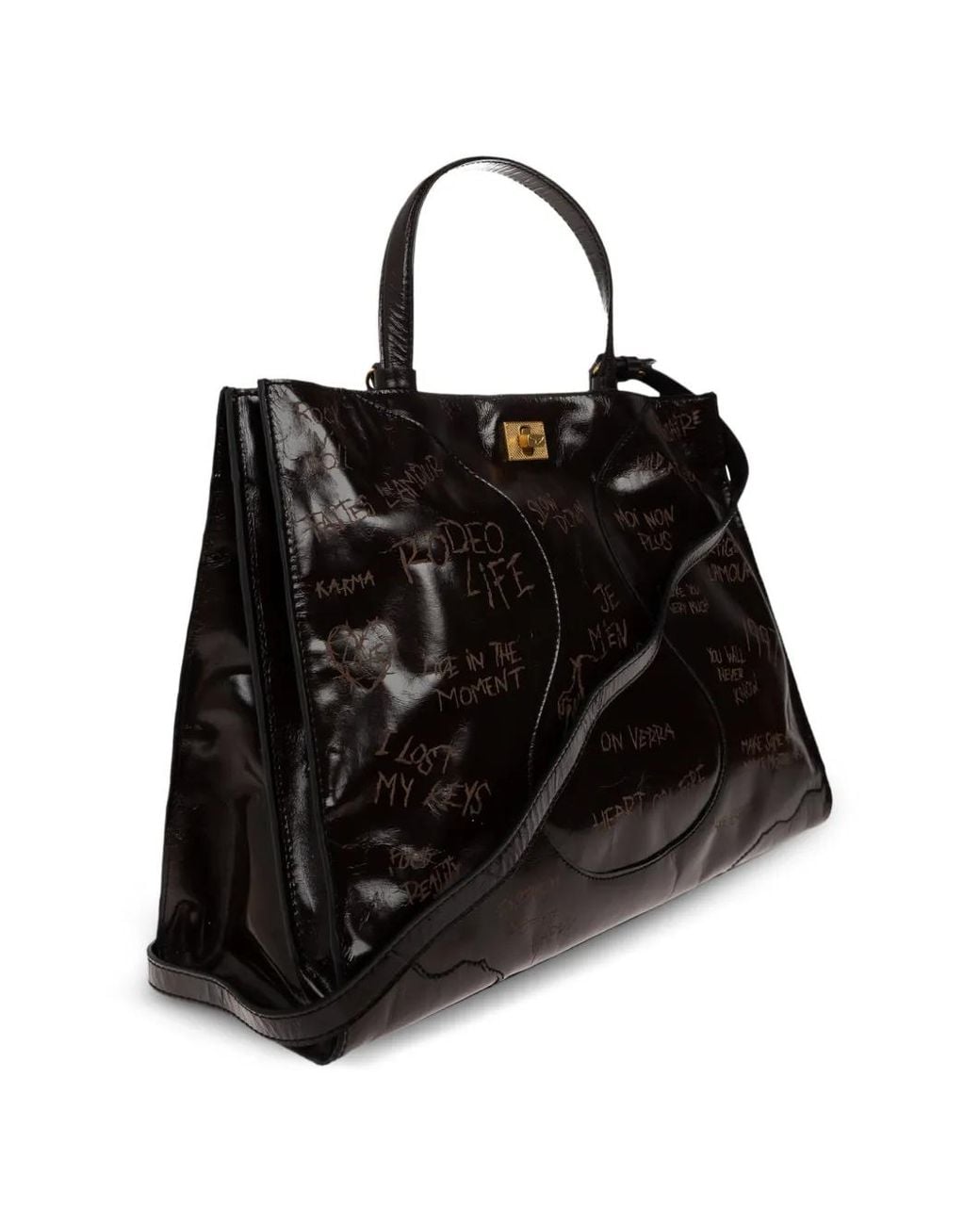 Zadig & Voltaire Black Slogan-Print Leather Tote Bag