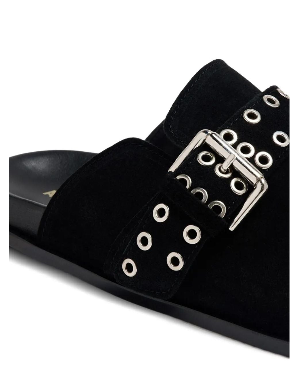 Alohas Black Halia Eyelet-Embellished Mules