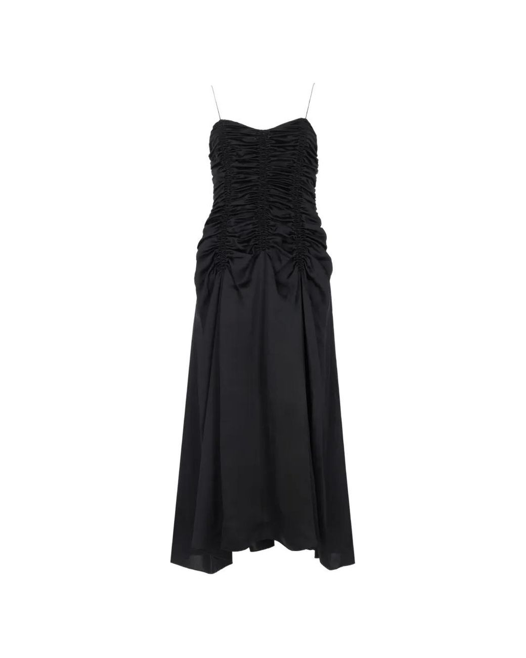 Khaite Black Robe Longue Raina En Soie À Fronces