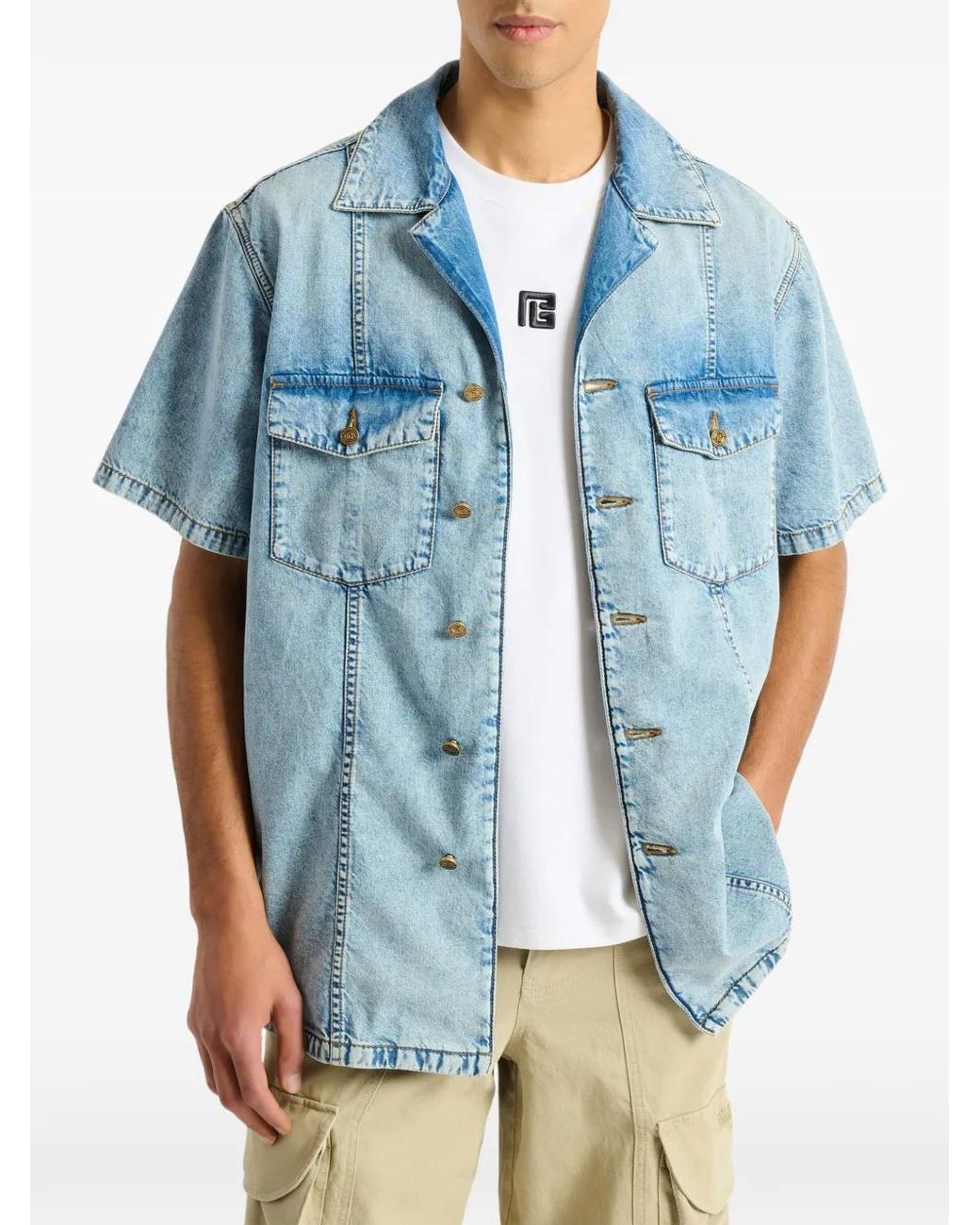 Balmain Blue Light Denim Shirt for men