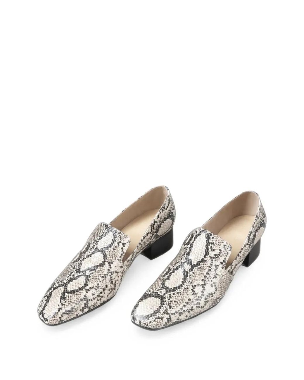 Cordera White Snake-Effect Heeled Loafers
