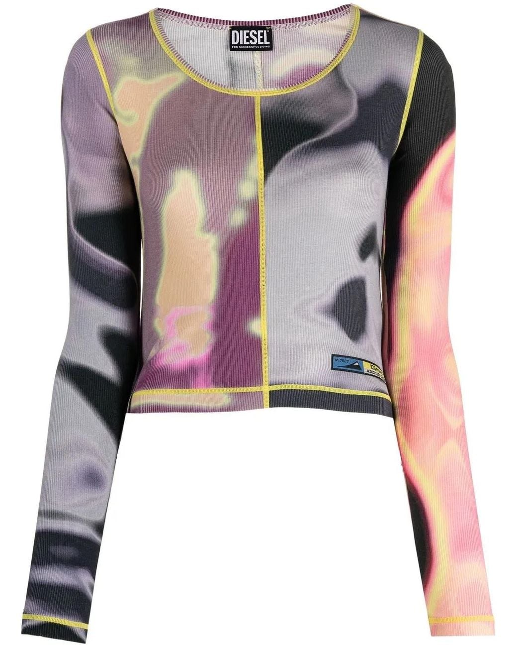 DIESEL Black Graphic-Print Long-Sleeved T-Shirt