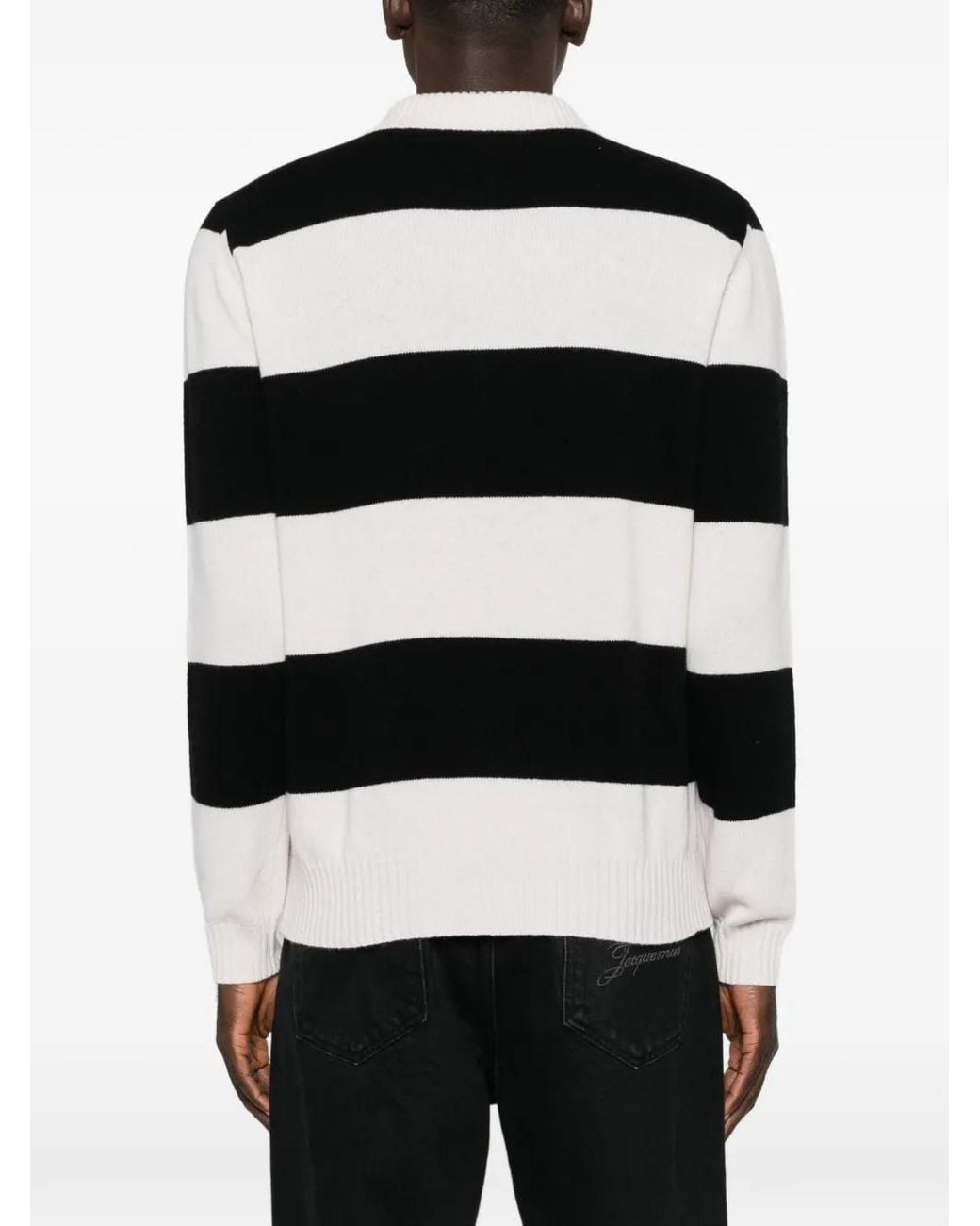 Alpha Studio Black Striped Quarter-Zip Sweater for men