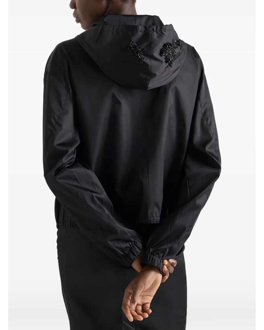 Prada Black Embroidered Re-Nylon Blouson Jacket