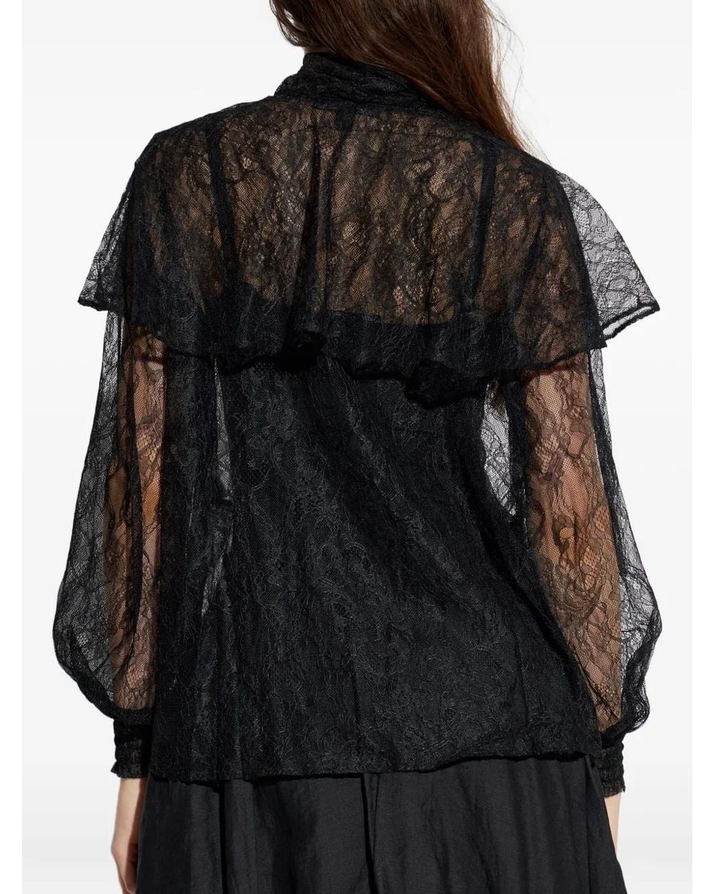 AllSaints Black Athena Lace Tie Shirt