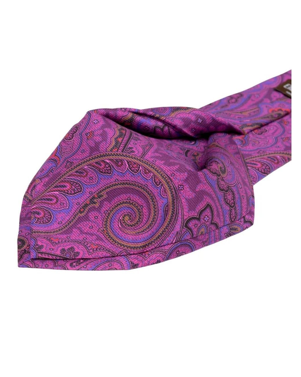 Elizabetta Purple Cosimo Paisley-Print Silk Tie for men