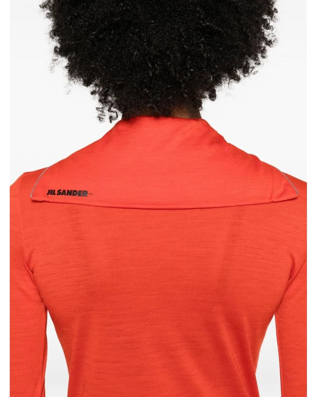 Jil Sander Red High-Neck Zip-Front Sweatshirt