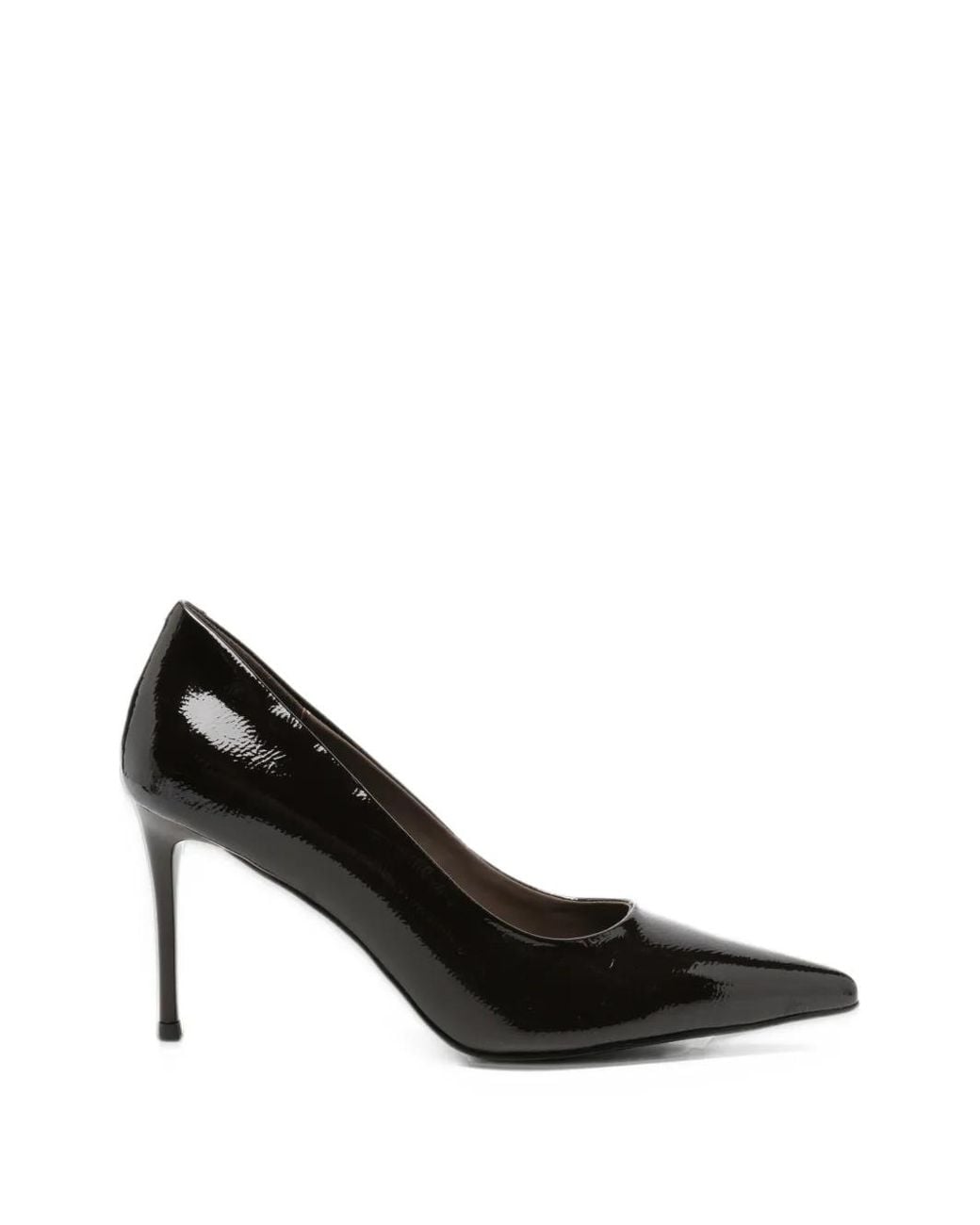 Linda Baumann Black Patent-Finish Pointed-Toe Pumps