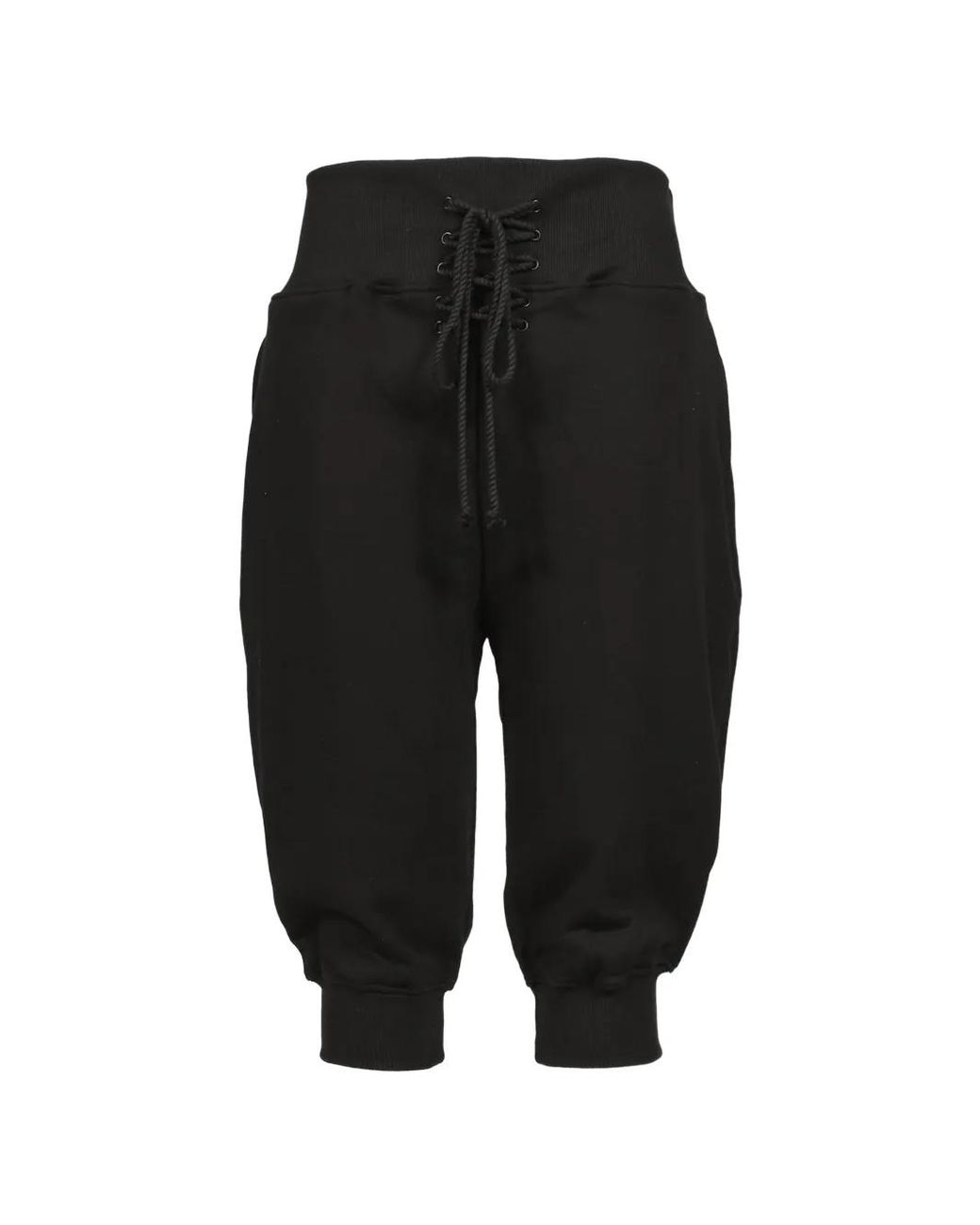 604SERVICE Black Lace-Up Cropped Track Pants