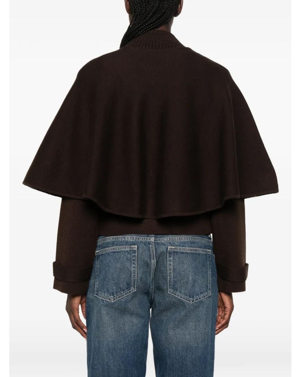 Maje Black Cape-Overlay Button-Up Cardigan