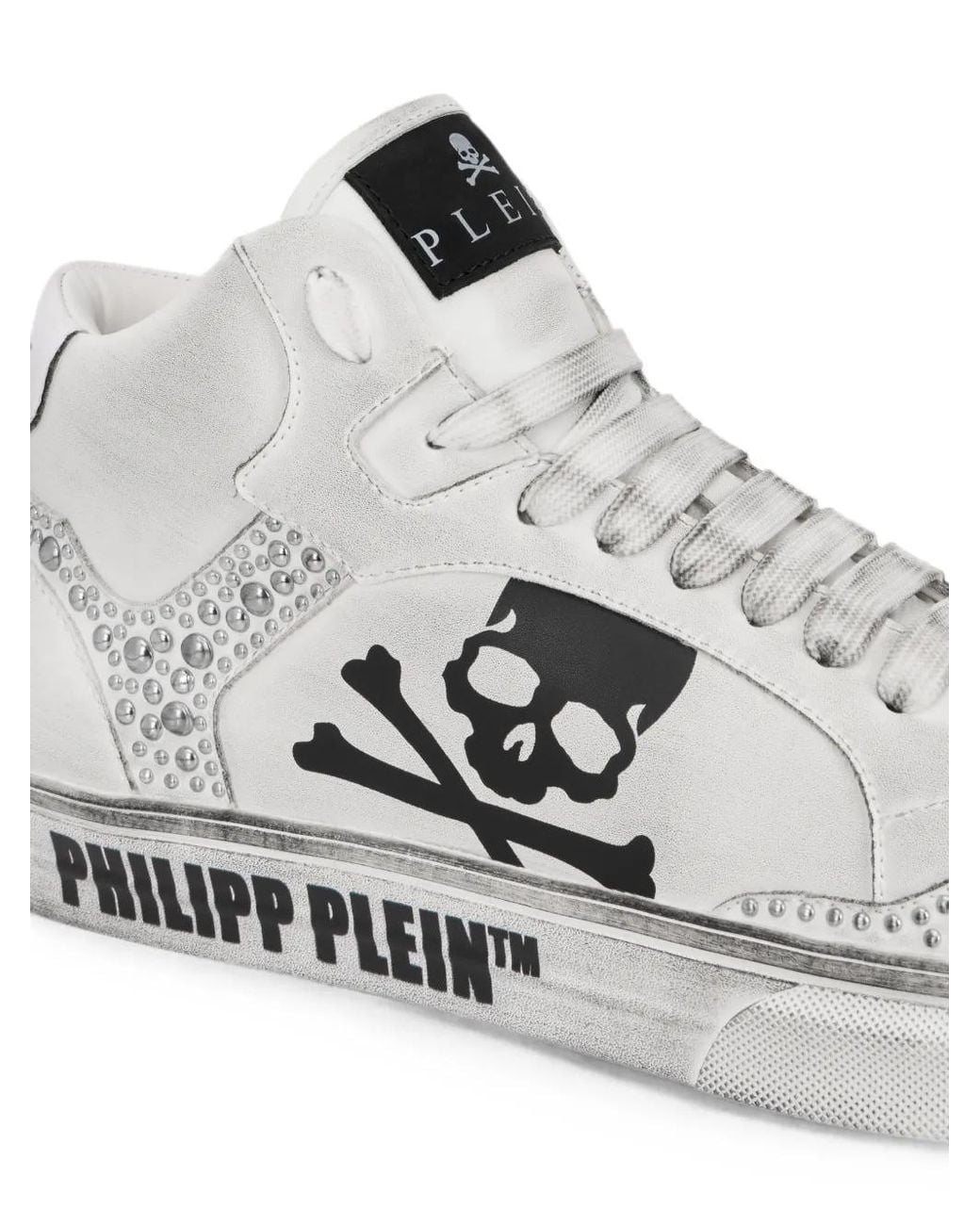 Philipp Plein White Hi-Top Sneakers Retrokickz Mix Studs
