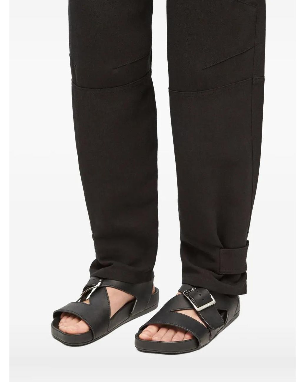 Loewe Black Buckle-Strap Flat Sandals