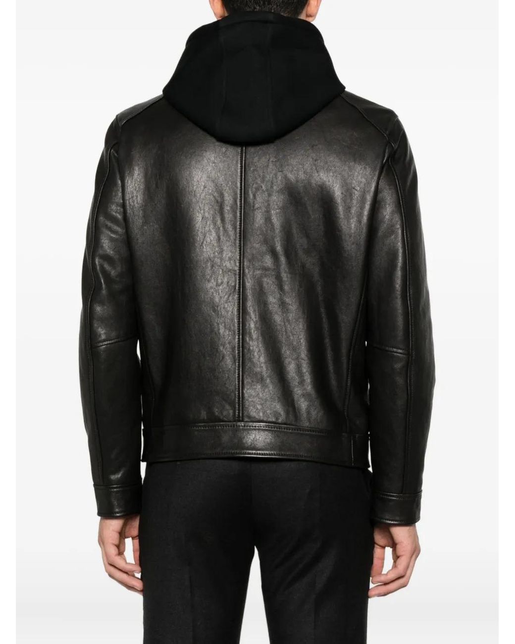 Chaqueta De Piel Con Capucha Dondup de hombre de color Black