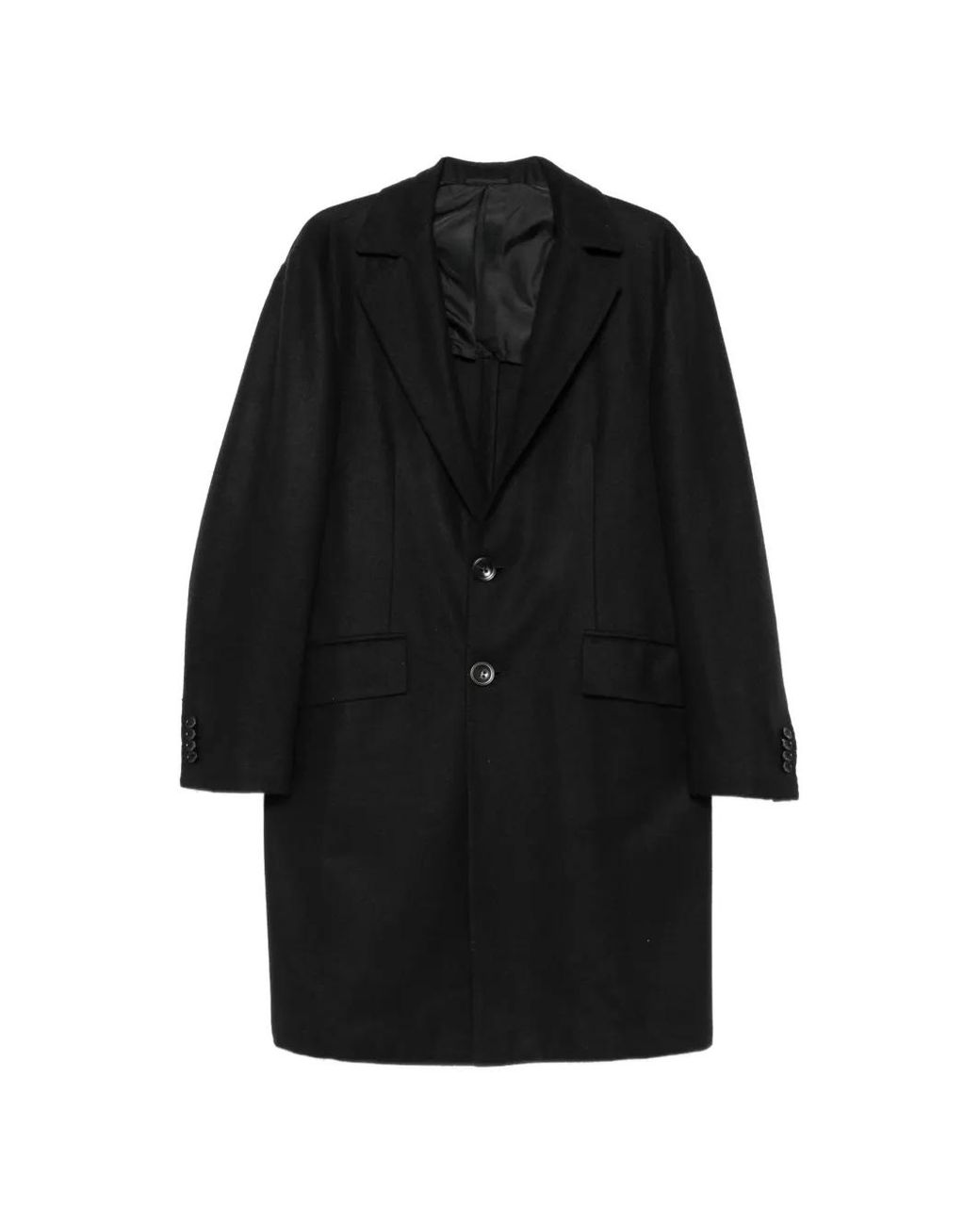 Kiton Black Manteau En Cachemire À Simple Boutonnage for men