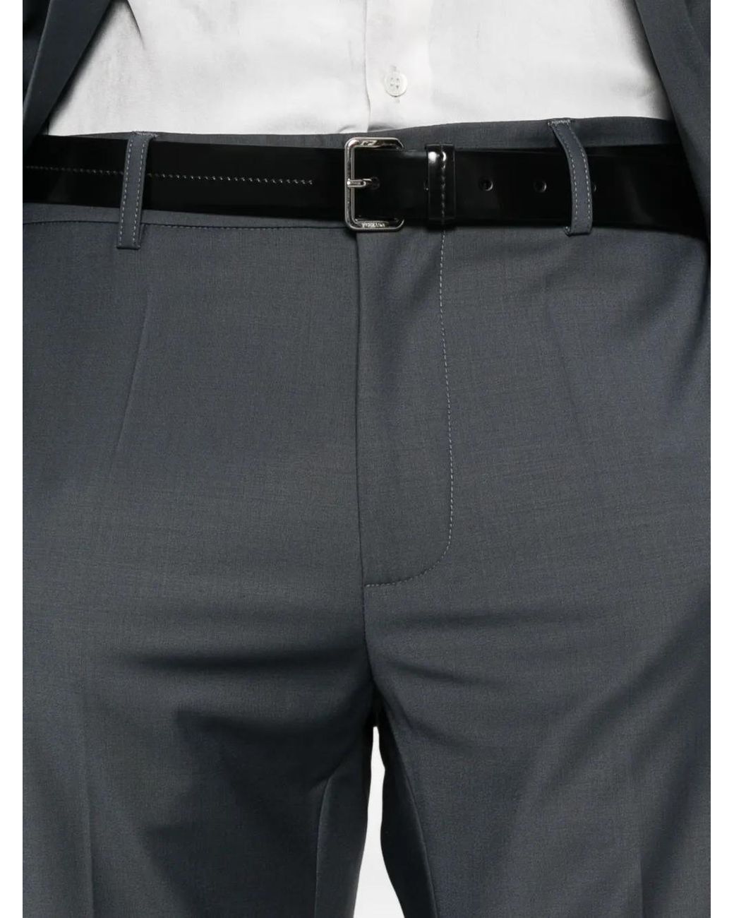 Patrizia Pepe Gray Pressed-Crease Trousers for men