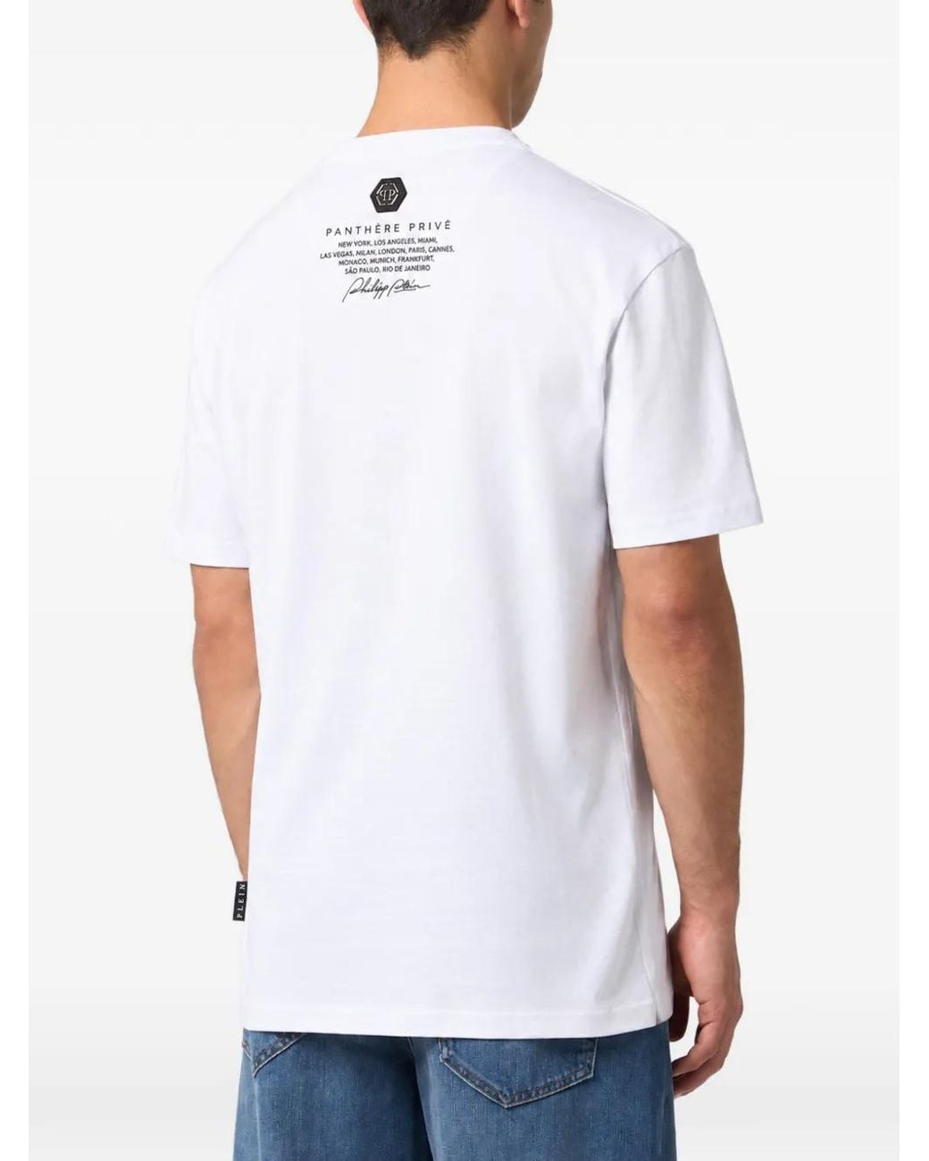 Philipp Plein Orange Round-Neck T-Shirt Teddy Flames Stones for men