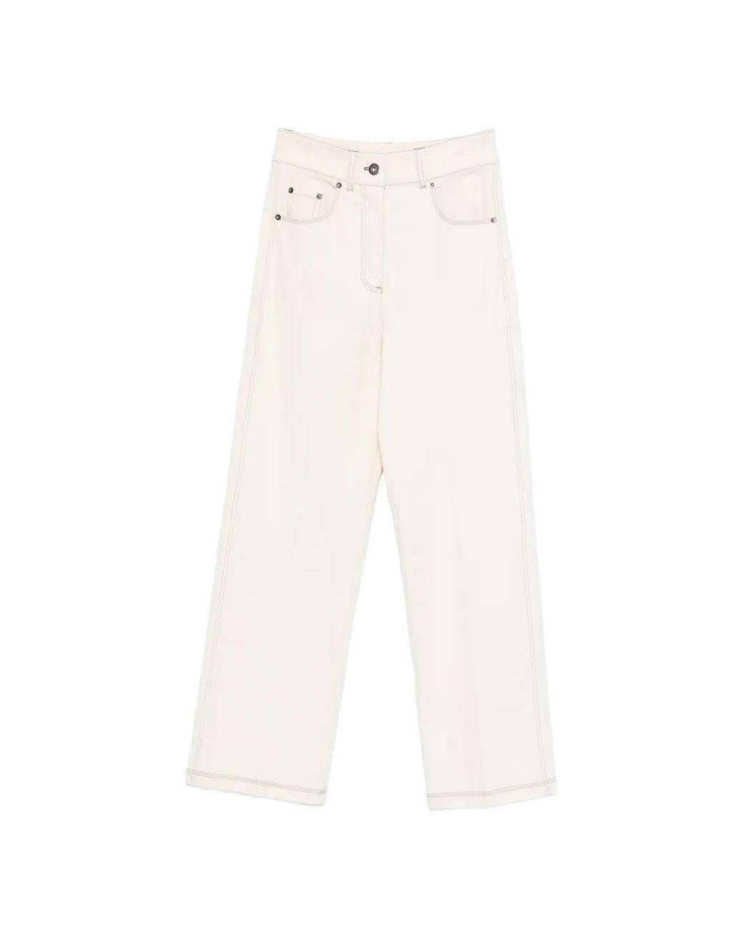 Max Mara White Straight Leg Seam Jeans