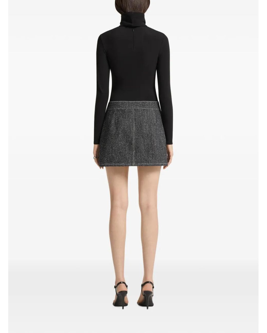 Courreges Black Logo-Embroidered High-Neck Bodysuit