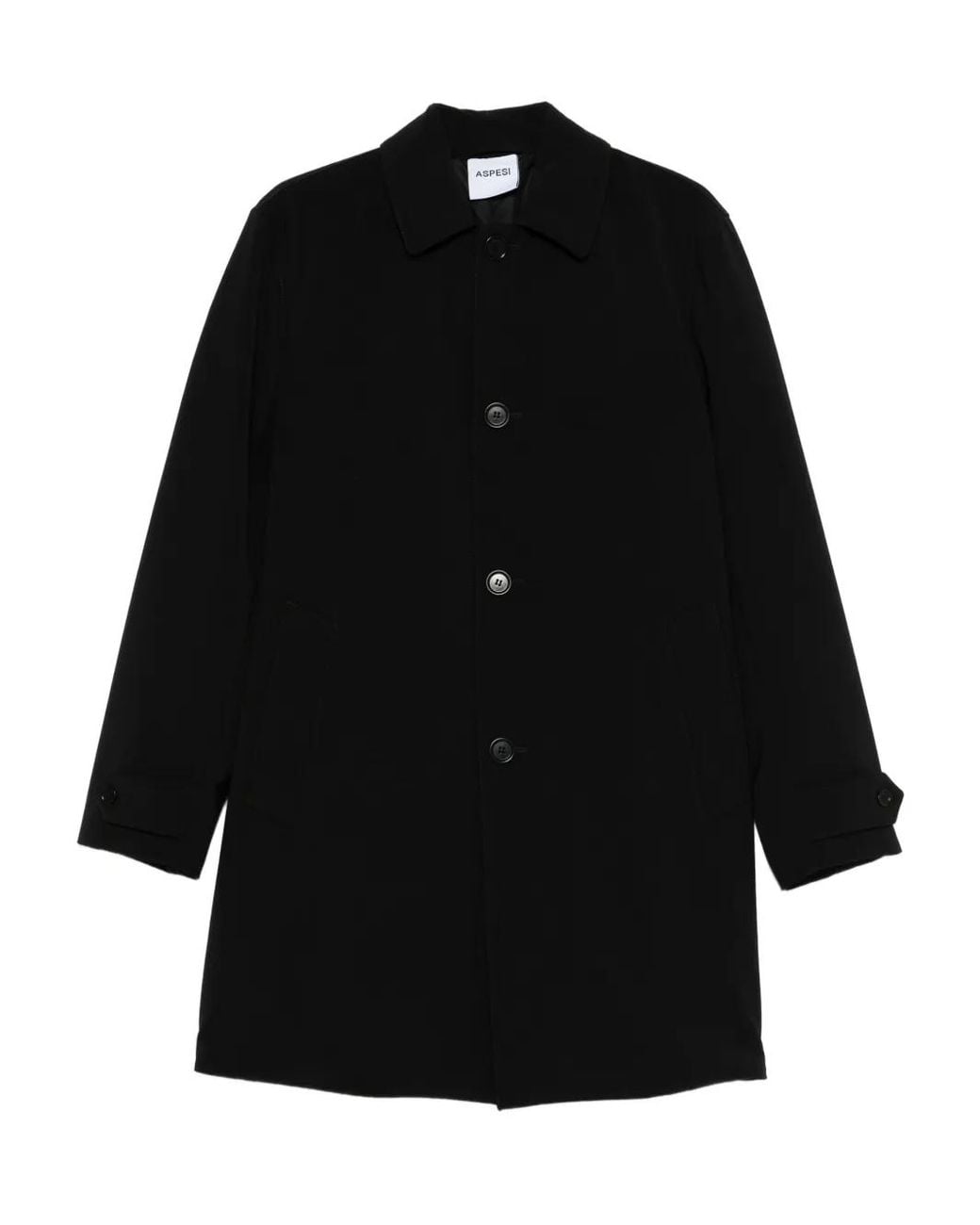 Aspesi Black Buttoned Single-Breasted Coat for men
