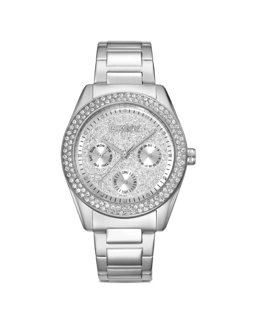 DKNY Gray Montre À Lunette Ornée De Cristal Mm