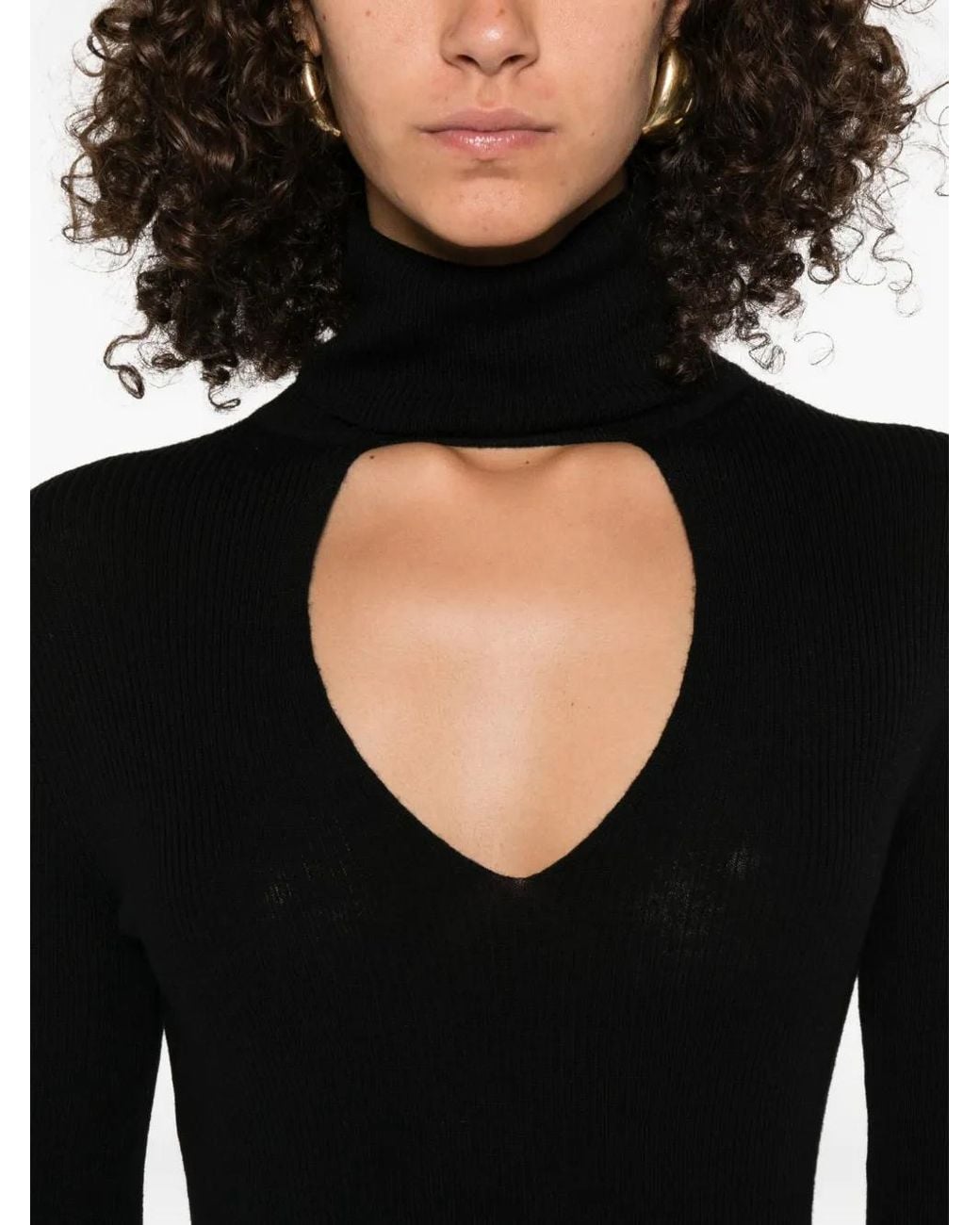 P.A.R.O.S.H. Black Cut-Out Wool Sweater