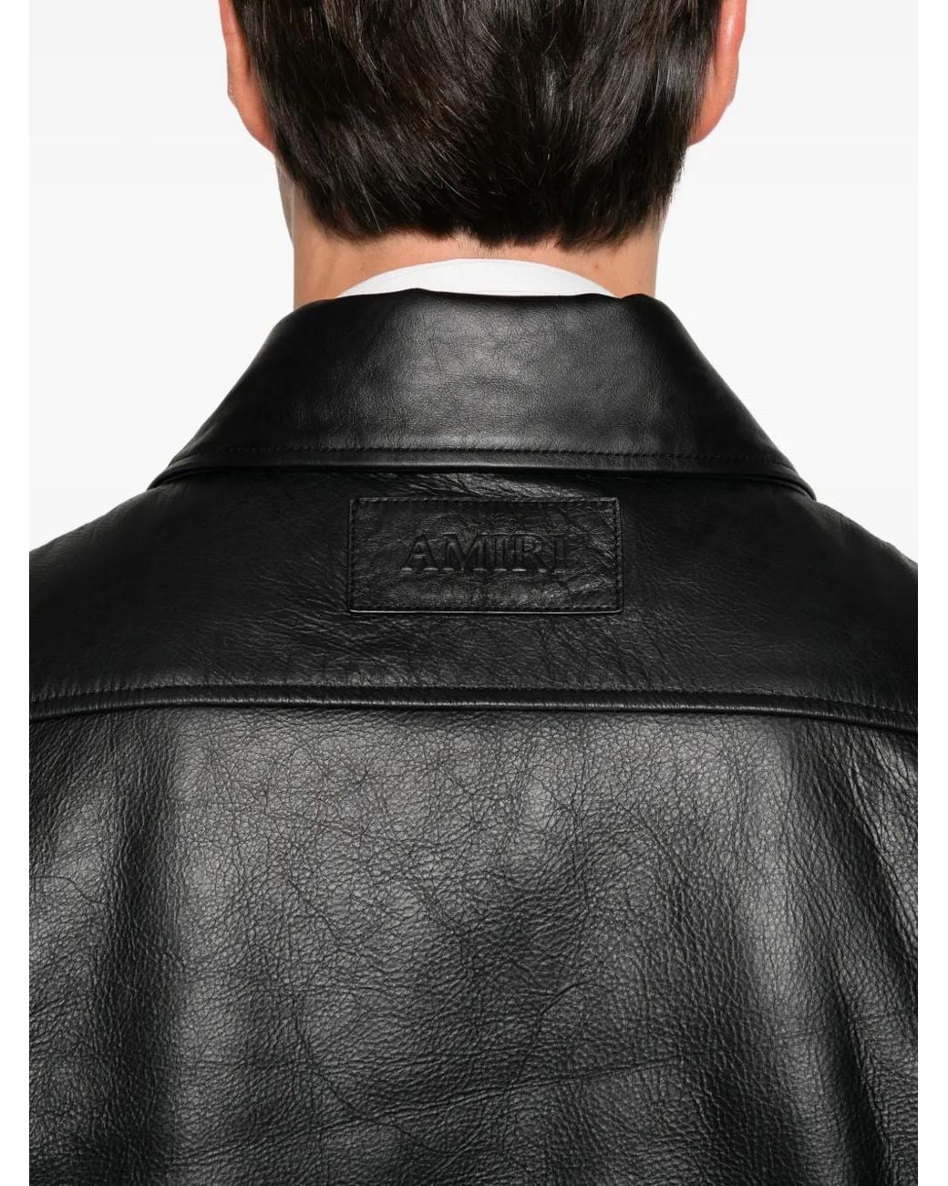 Amiri Black Leather Western-Yoke Jacket for men