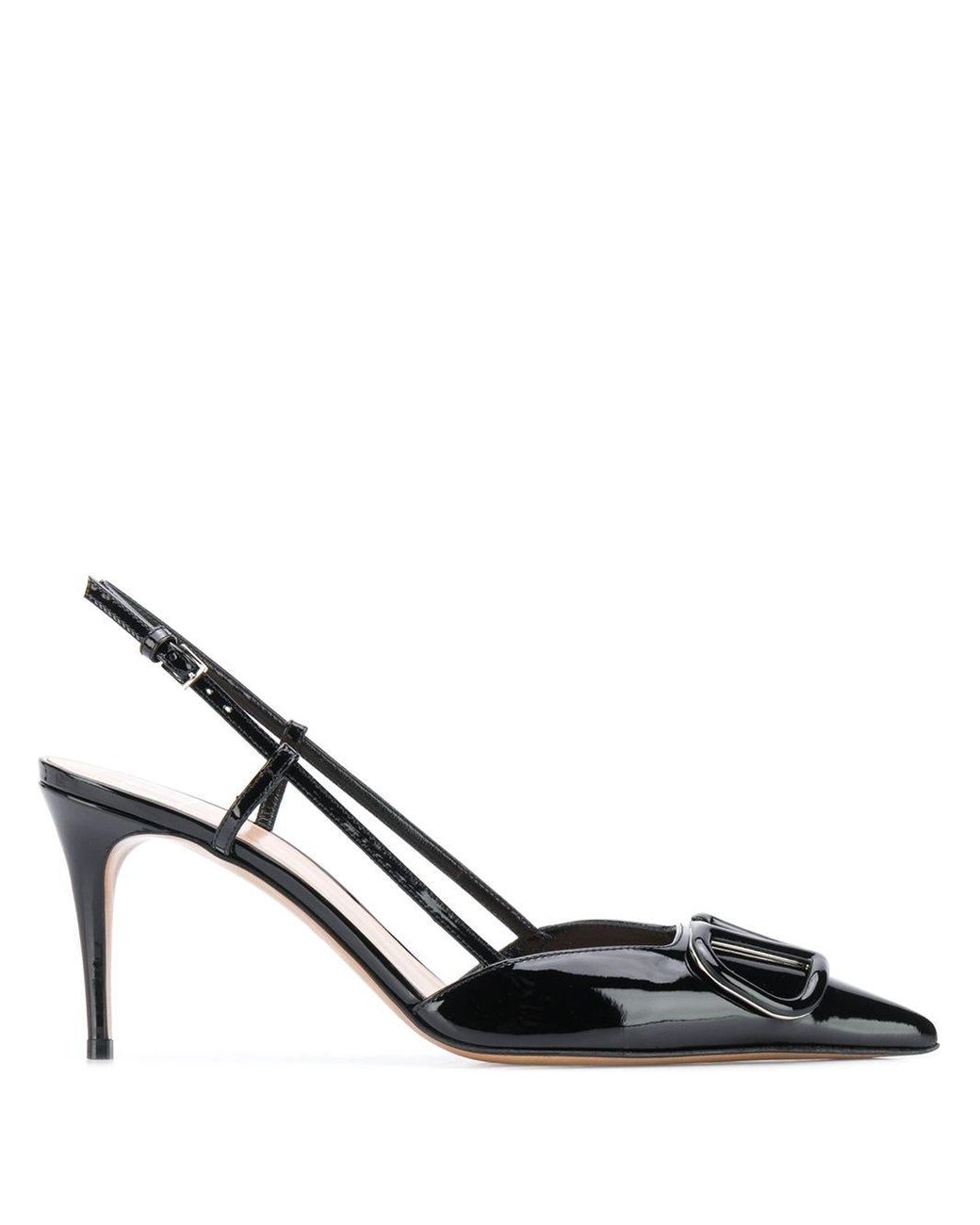 Valentino Garavani Leather Vlogo Slingback Pumps in Black - Lyst