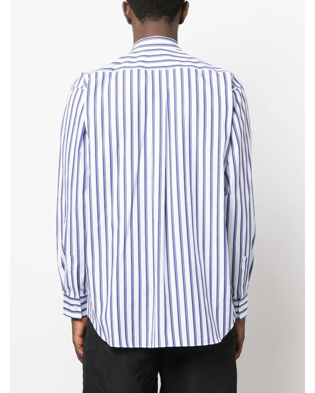 Comme des Garçons Blue Striped Long-Sleeve Cotton Shirt for men