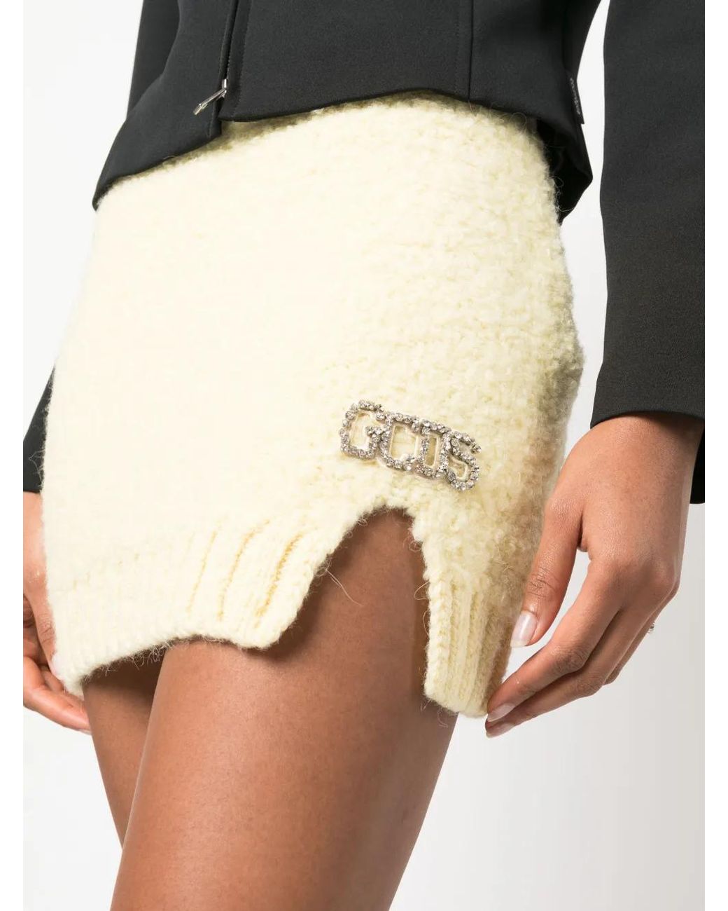 Gcds Natural Hairy Logo-Plaque Miniskirt