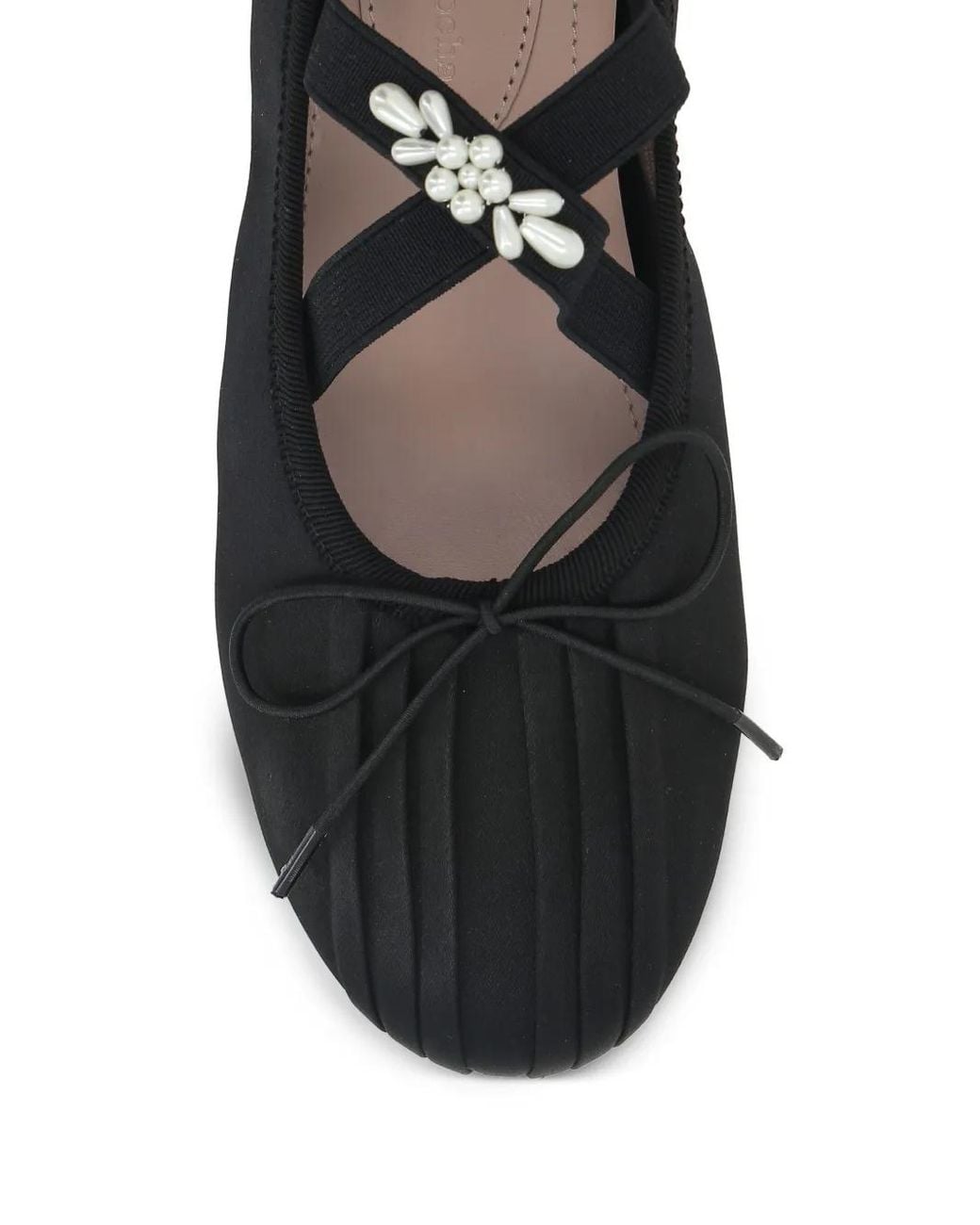 Simone Rocha Black Embellished Grip Ballerina Flats