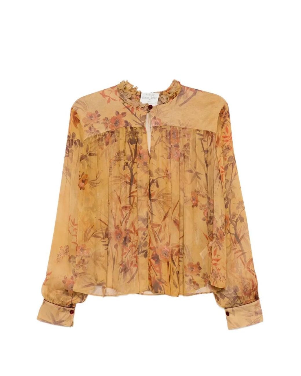 Forte_forte Natural Floral-Print Ruffled Blouse