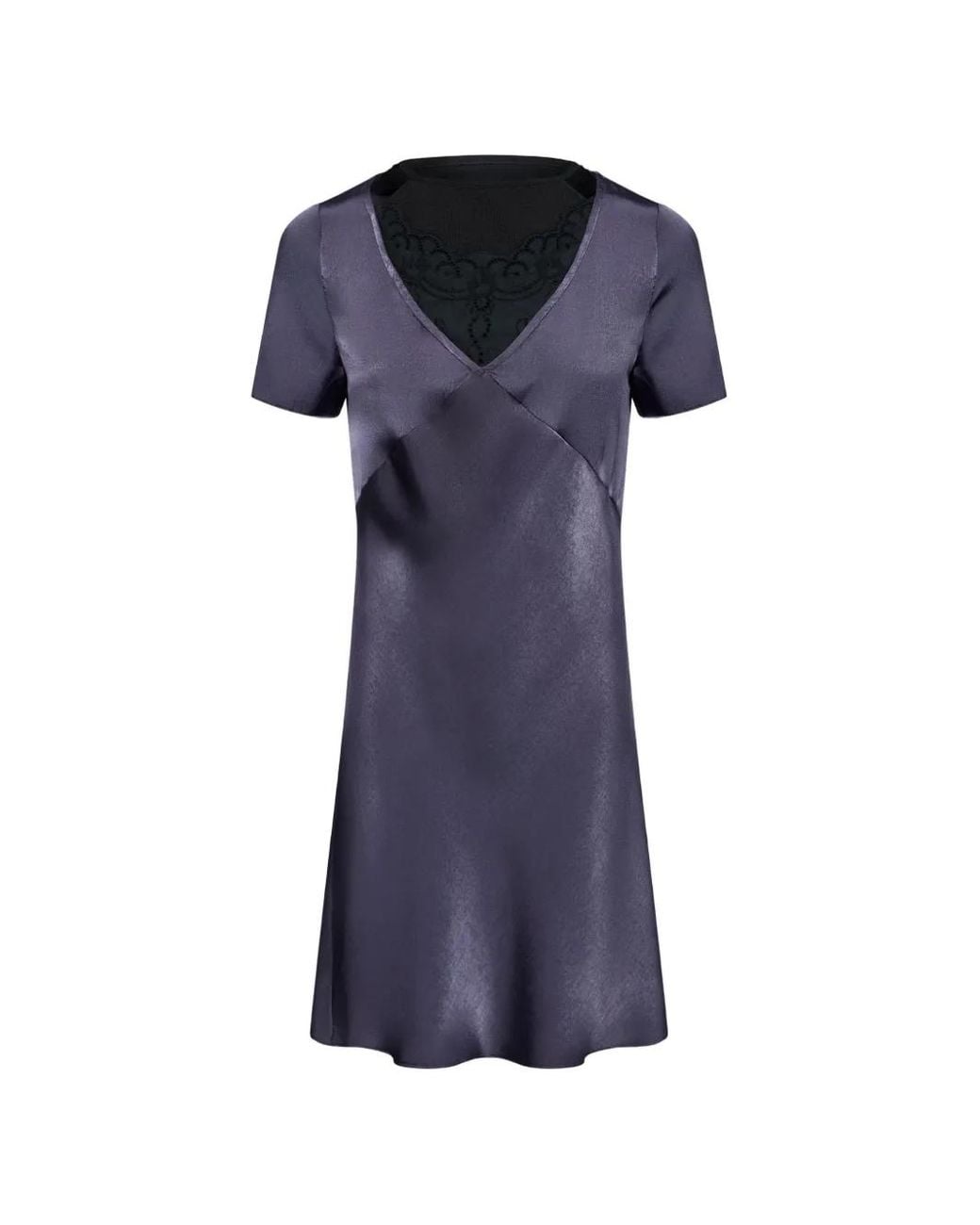 MM6 by Maison Margiela Blue Double Layer Lining-Look Slip Dress