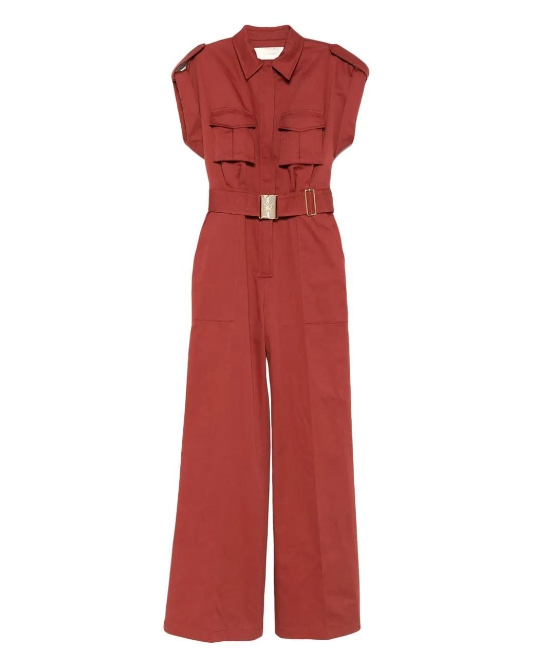 Elie Saab Red Cotton Jumpsuit